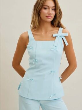 Vanity Fair Light Blue Bow-Accent Tank Top and pant set